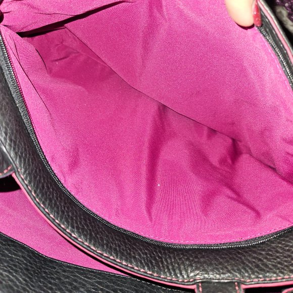 Cole Haan Pebble leather black satchel/tote with pink trim - Picture 6 of 13